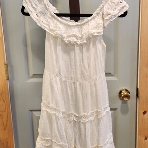Xhilaration Cream Off-Shoulder Lace Dress
